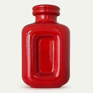 STEULER Vase 442 Red | Vintage Mid Century Modern Ceramic Pottery | 1960s, 1970s
