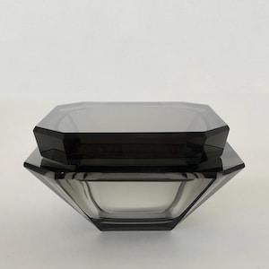 Vintage Art Deco Style Crystal Trinket Box Gray / Bohemia, Czechoslovakia, Germany?