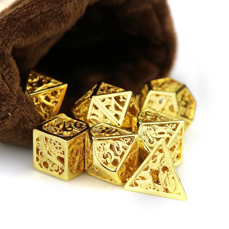 Hollow out dnd dice metal dnd dice set dungeons and dragons RPG dice polyhedral dice set rainbow dice D20 D12 D10 D8 D6 D4