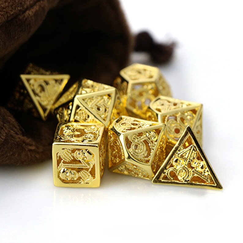 Hollow out dnd dice metal dnd dice set dungeons and dragons RPG dice polyhedral dice set rainbow dice D20 D12 D10 D8 D6 D4
