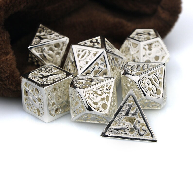 Hollow out dnd dice metal dnd dice set dungeons and dragons RPG dice polyhedral dice set rainbow dice D20 D12 D10 D8 D6 D4