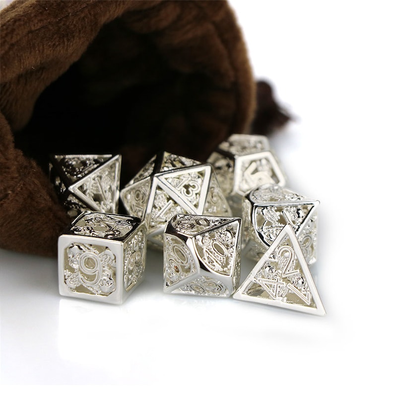 Hollow out dnd dice metal dnd dice set dungeons and dragons RPG dice polyhedral dice set rainbow dice D20 D12 D10 D8 D6 D4