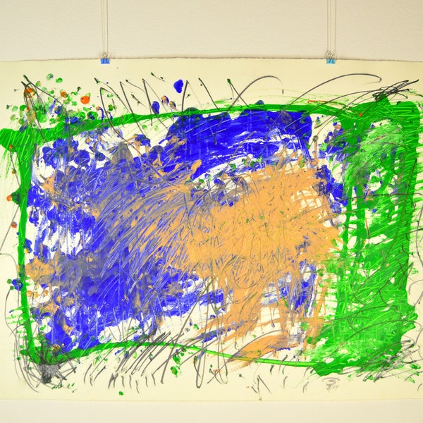 Abstract Painting on Handmade Paper (Büttenpapier)