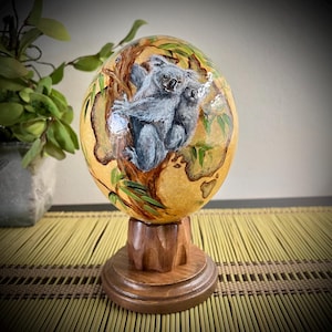 Koalas in Eucalyptus - Hand Painted Ostrich Egg