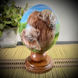 Highland Cows - Hand Painted Ostrich Egg