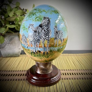 Zebras - Hand Painted Ostrich Egg