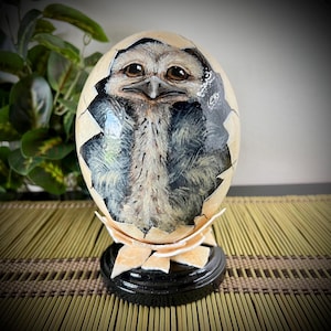 Hatching Ostrich - Hand painted ostrich egg