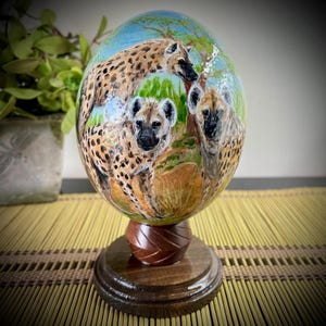 Hyenas - Hand Painted Ostrich Egg