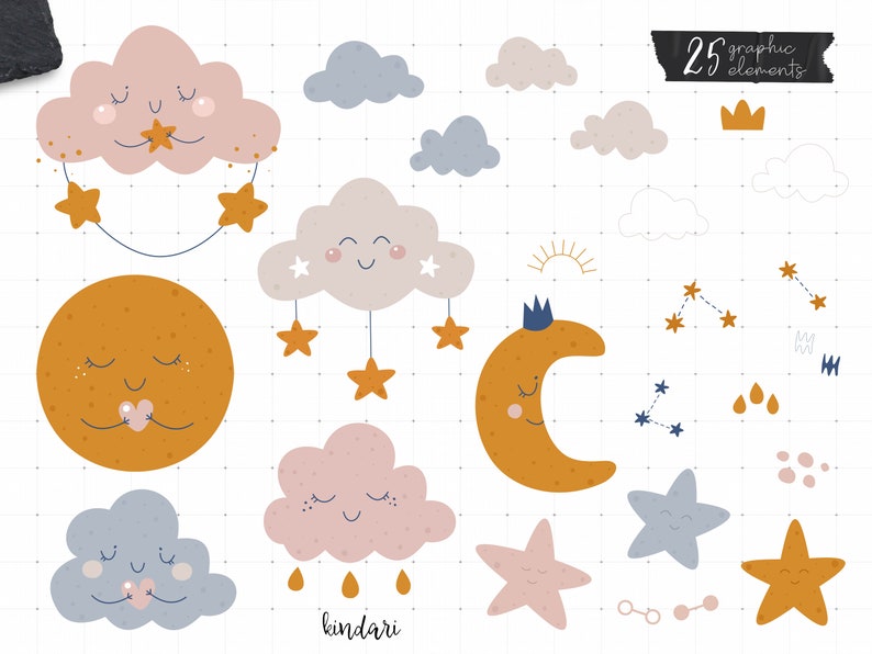 Baby Girl Cloud Nursery Baby Cloud Kids Clipart Baby Clipart Etsy