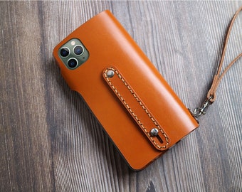 Wristlet Handmade iPhone 15 Pro Max 15 Plus 14 Pro Max/14 Plus 13 pro 12 pro max Personalized full leather Wallet Case Leather Handmade