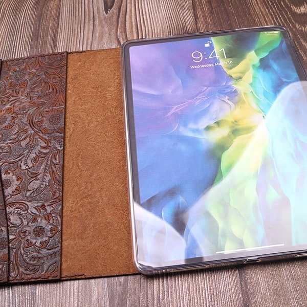 Leather tablet case Fold Galaxy Tab Active5,S9 FE+,A9+,A9,S9 FE,S6 Lite (2024),S9 Ultra/S8+/A8 Handmade Personalized Unique Embossed leather