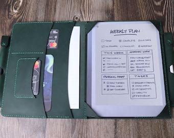 Double pen slots for Remarkable Paper Pro Pen rest Cover , for Remarkable 2 Folio Organizer Green Leather Case , For Remarkable 1 7DWRE01