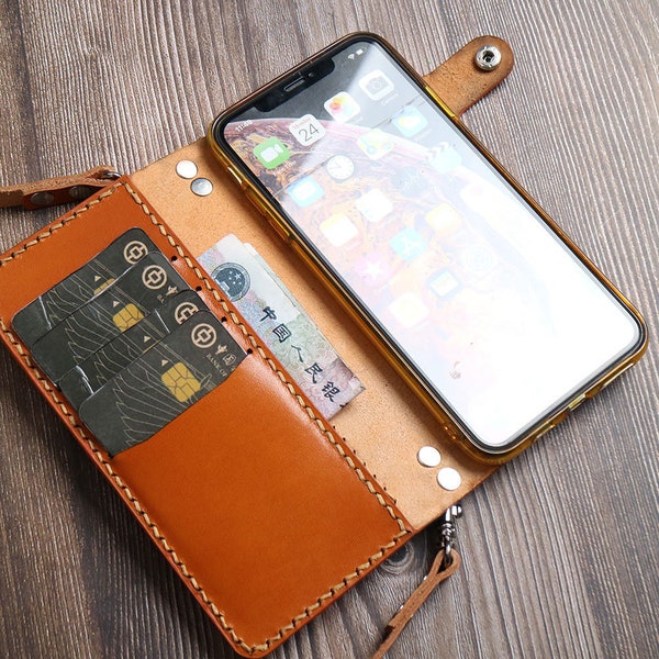Crossbody Strap Real Leather iPhone 11 5 5s 6 6s 7 8 Plus X Xr Xs Max Leather Wallet Case fit Credit Cards Real Leather