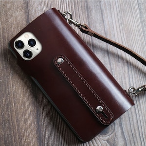 Correa cruzada Monogram iPhone 16e 15 Plus 15 Pro Max 15 14 Pro Max 14 Plus Xs iPhone 13 Pro Max 13 mini Funda tipo billetera de cuero con tapa Monogram