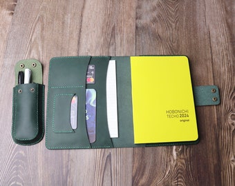 Customized Crazy horse Green Leather Cover for Hobonichi A5 & Hobonichi A6 notebook with Interchangeable Storage Pouches 7UAUHO