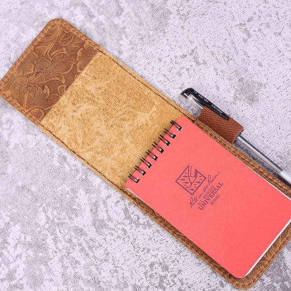 Personalized real genuine leather notepad cover for rite in the rain top-spiral notebook 3" x 5" 4" x 6" #RR1