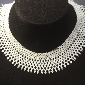 White lace RBG beaded collar made of Czech beads, wedding jewelry, gift for her, bride proposal, festive handmade