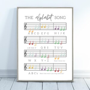 ABC Printable Decor | Sheet Music Prints | Kids Room Wall Art | Homeschooling Printable Art