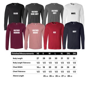 men's long sleeve t - shirt sizes chart