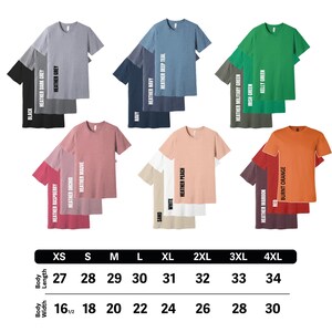 a line up of different colored t - shirts