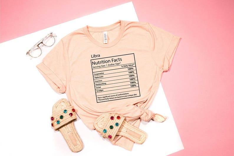 Zodiac tshirts, Astrological Shirt, Horoscope Shirt, Libra tshirt, Libra Women shirt, Libra Men shirt, Libra Nutrition Facts image 1