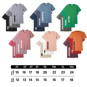 a line up of t - shirts with the numbers printed on them