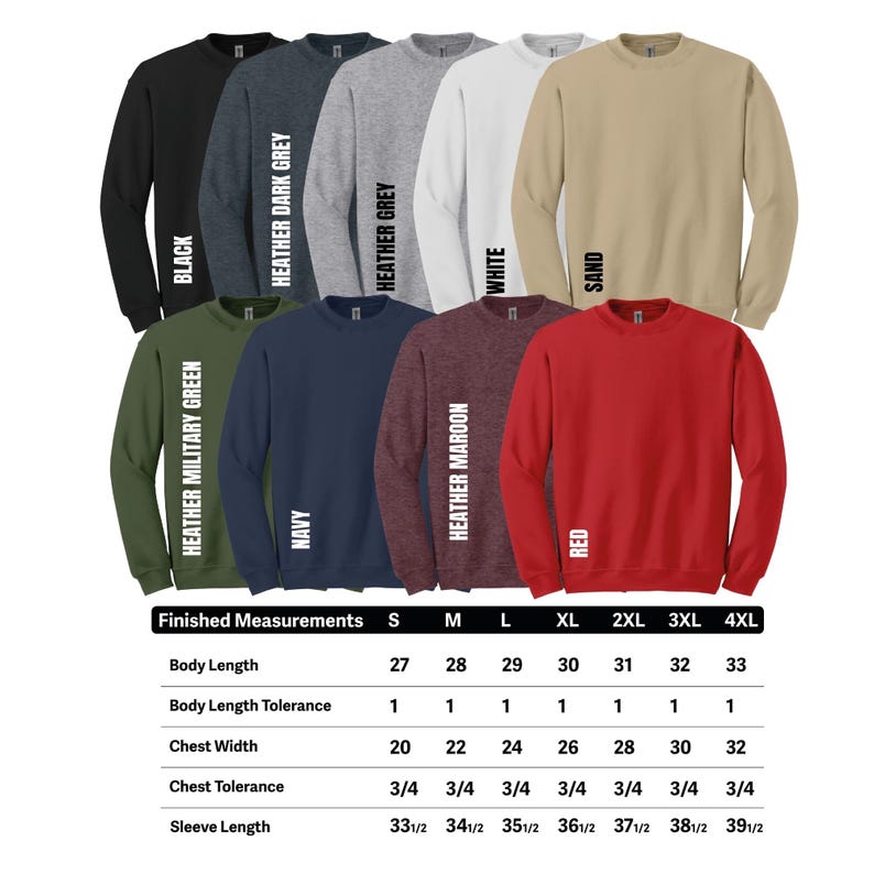 a long sleeved sweatshirt with the measurements for each product