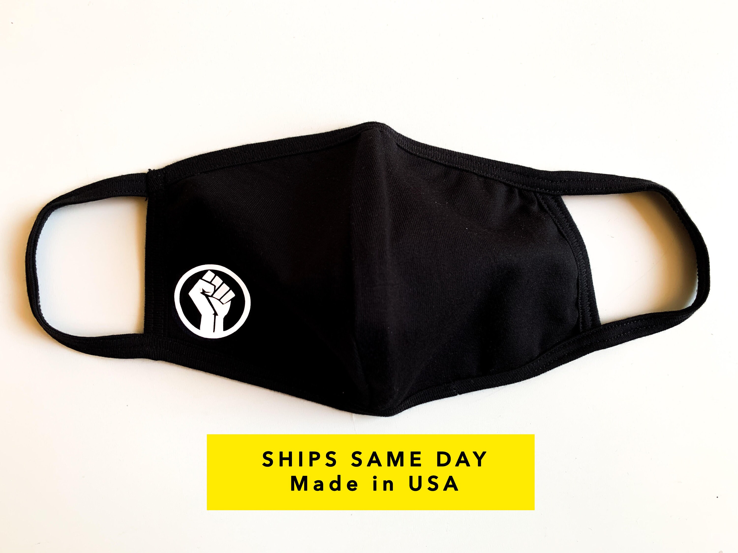 Free SAME DAY Shipping Face Mask, Raised Solidarity Clenched Fist, Bl…