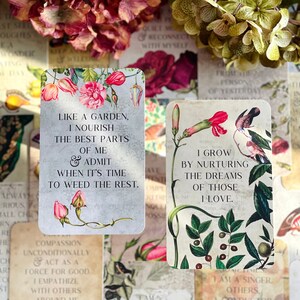 Vintage Flora & Fauna Affirmation Cards Deck, Affirmation Cards for Women, Self Care Cards, Empowering Quotes, Loving Quotes