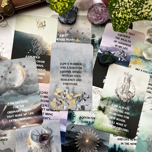 Cartes d'affirmation paysages, jeu de cartes, cartes de journalisme, cartes d'entretiens personnels, citations positives, manifestes de carte
