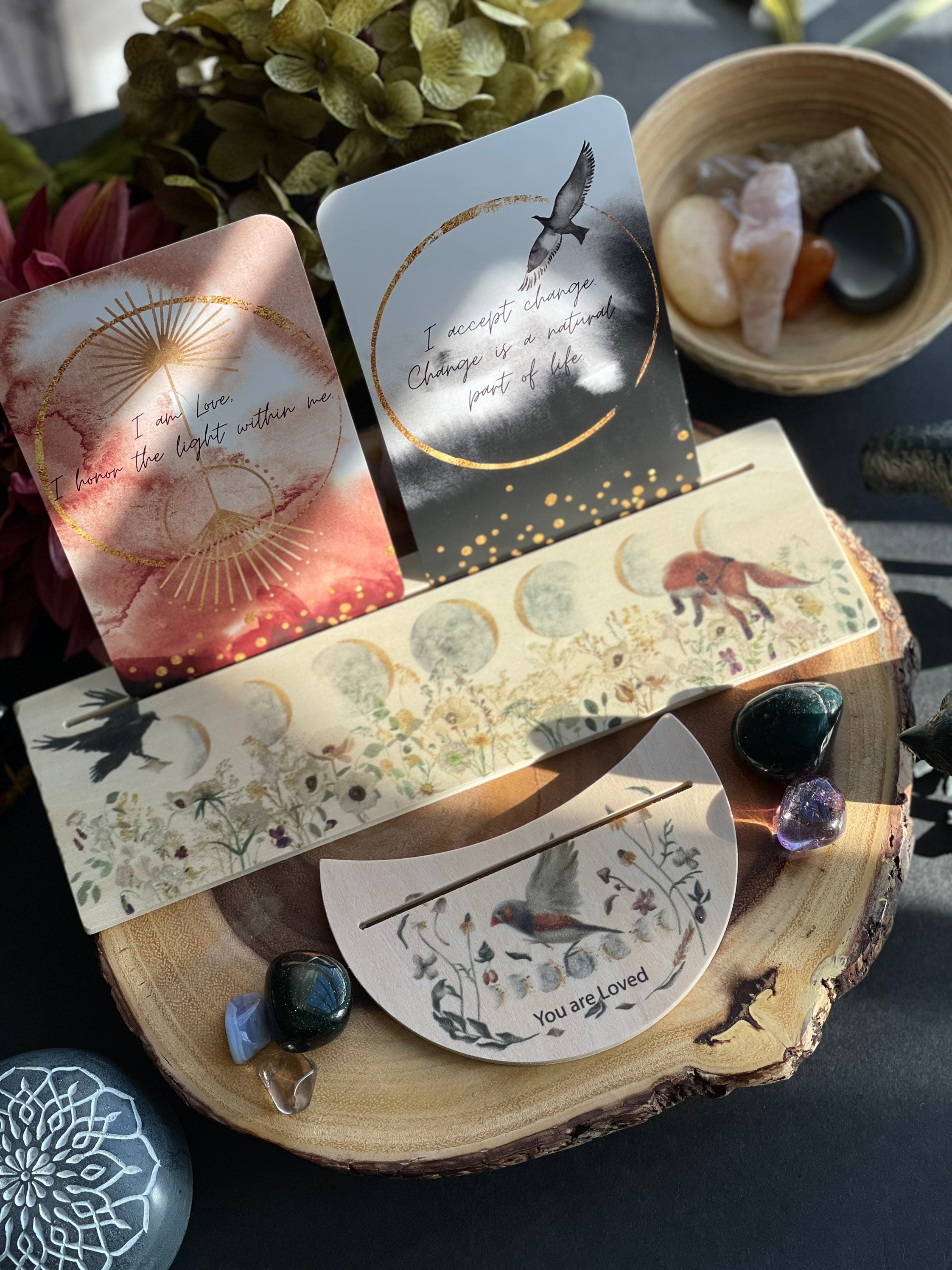 Affirmation Card Wood Stand Card Holder Tarot Card Holder Etsy