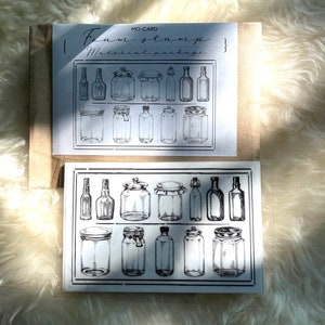 Vintage Sponge Stamp, Gestures Stamp, Leaf Stamp, Jars and Bottles Stamp, Scrapbooking, DIY Craft Rubber Stamp