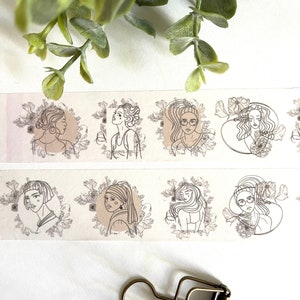 Girls Washi Tape, Faces Washi Tape, Unique Washi Tape, 30mm x 10m washi tape