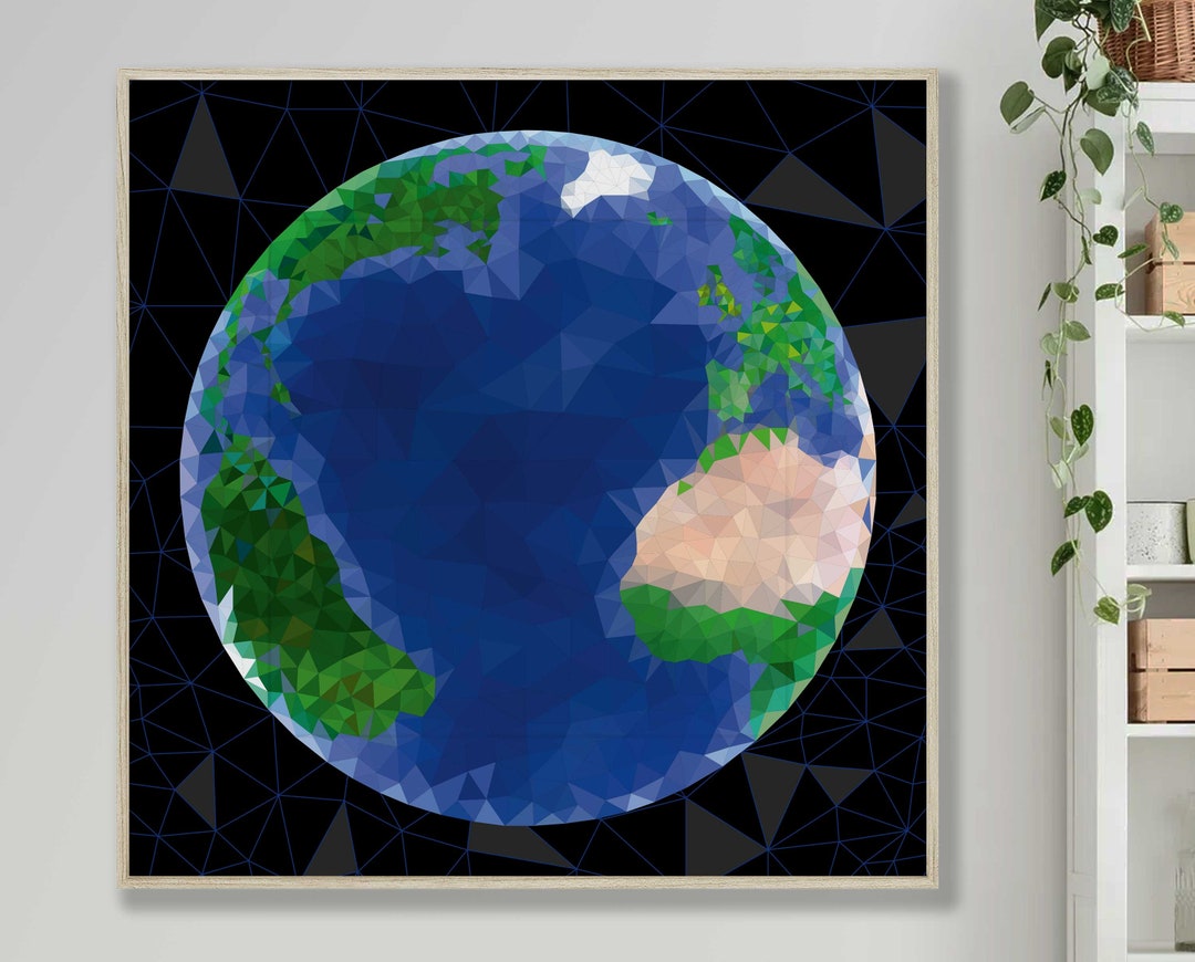 Earth Wall Art Digital Download Low Poly Art Etsy