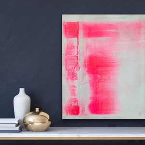 Picture under acrylic glass hood | Abstract art | Colorful abstract painting | 41x51 | Pink and white picture | Acrylic paintings on plexiglass | Canvas