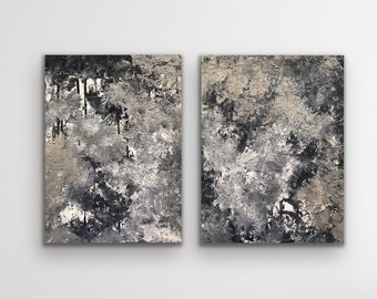 Canvas Painting | Abstrakte Kunst | Malerei | 80x50 | zwei | 2er Set | Acrylbilder auf Leinwand | Acryl auf Leinwand | grey | Wanddekoration