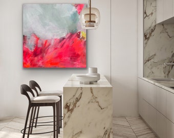 XXL image | Large abstract painting | Abstract Art | Image 100x100 | wall decoration | Canvas | paintings | Large & Abstract | living room pink picture