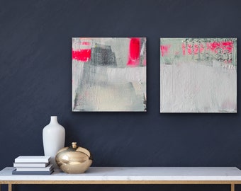 Two abstract images | Abstract Art | Unique | 30x30 | 2 pictures living room | modern art | double art | Acrylic on canvas |