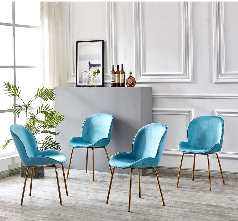 Set of 2 Dining Chairs Velvet Cushion Seat and with Luxurious | Etsy