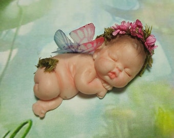 pixie baby miniature, newborn fairy, fairy winged baby, gift for friend, to collect, miniature baby, fairy doll, artist doll, fairy garden