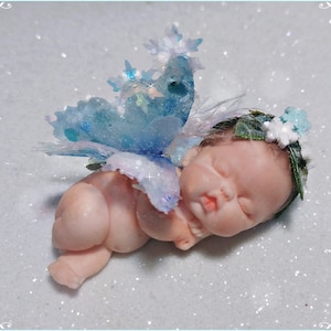 Snow fairy baby, Miniature fairy baby, frost fairy baby, miniature baby, little winged baby, fairy figure, fae baby, winter fairy, Frozen