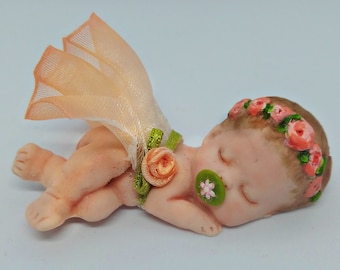 Little baby fairy. Miniature newborn doll. Mini baby with fairy dress. Miniature Ooak Baby