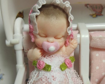 Dollhouse Baby doll, Miniature baby, Miniature Doll, Dollhouse Nursery Accessory, Ooak Miniature Baby, miniatures collector gift