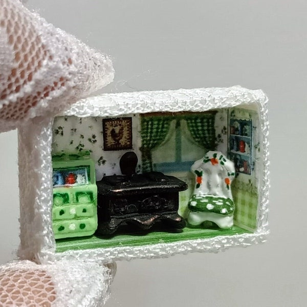 1:144 scale kitchen, dollhouse, micro kitchen scene, tiny miniature, dollhouse toy, miniature stove, miniature collector gift