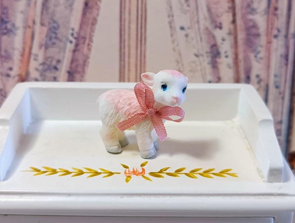 1:12 Vintage Dollhouse Lamb Toy, Retro Style Miniature Sheep