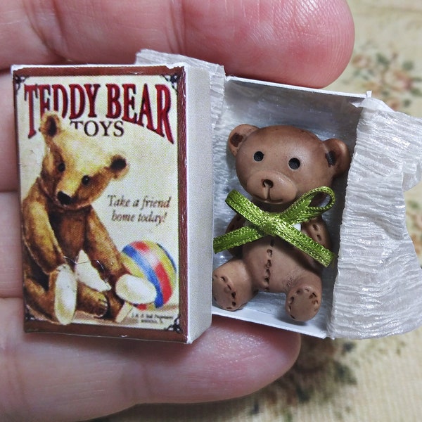 Teddy bear dollhouse, miniature toy bear, dollhouse nursery toy, dollhouse kids room toy, dollhouse christmas toy gift, miniature toys