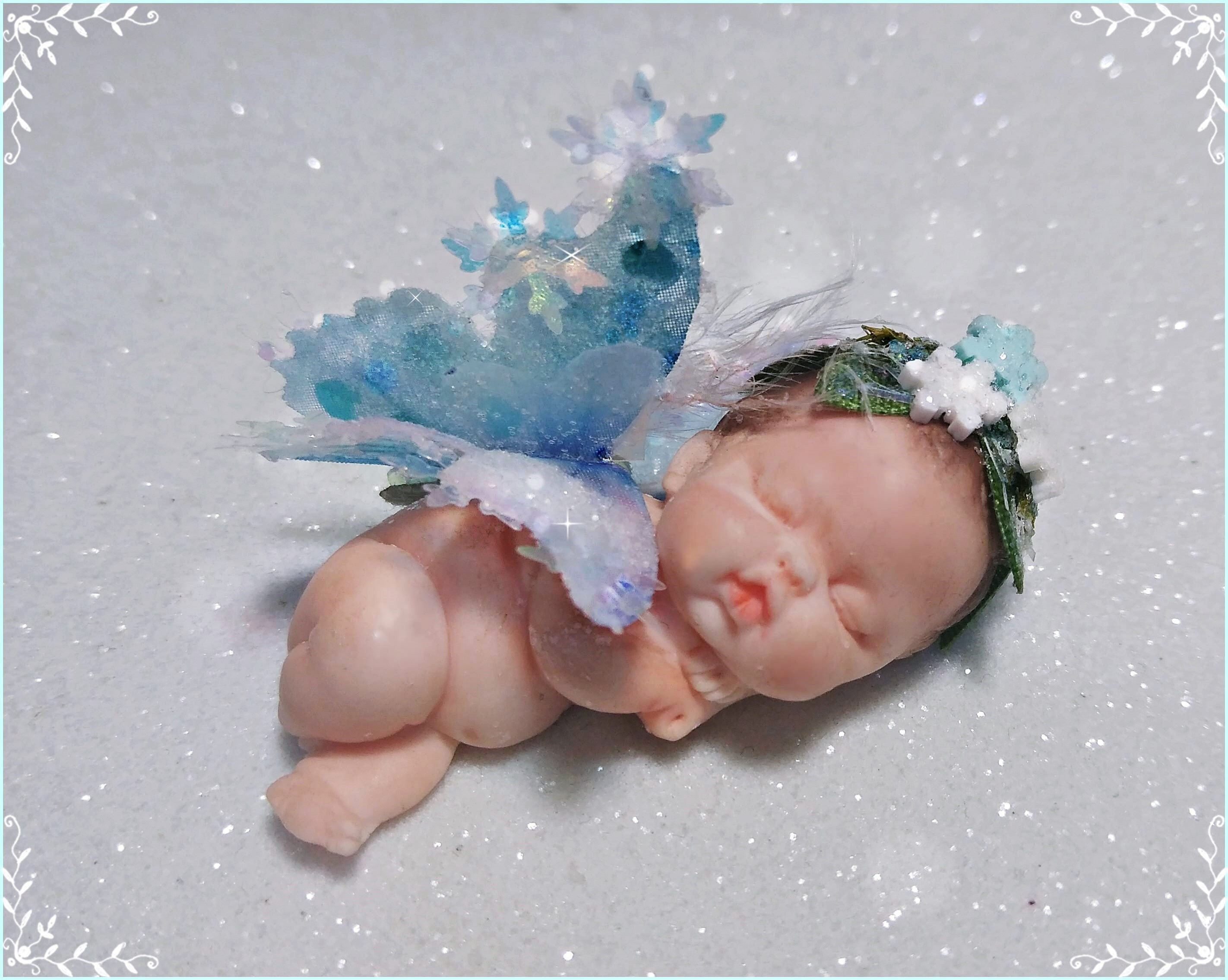Snow fairy baby, Miniature fairy baby, frost fairy baby, miniature baby, little winged baby, fairy figure, fae baby, winter fairy, Frozen