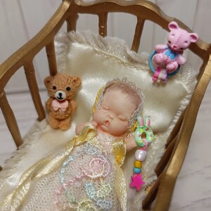 Melody Jane Dollhouse Victorian Baby In Christening Gown - Porcelain Miniature, 1:12 Scale