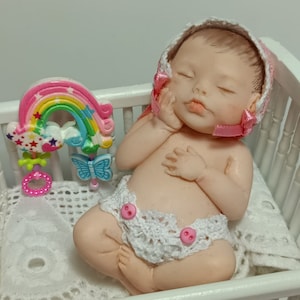 Tiny Baby Doll, Realistic Baby, Mini Reborn, Mini Artist Doll, Gift for New Mom, Baby Shower, Collectibles, Ooak Baby, Cake Topper