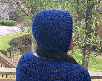 Crochet Hat, Crochet Bonnet, Wrapped in Waves Bonnet & Hat, Instant Download